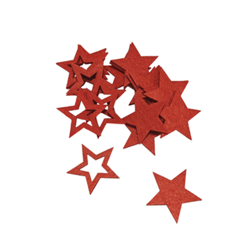 Stjerner i filt rød 4,5 cm 24 stk.